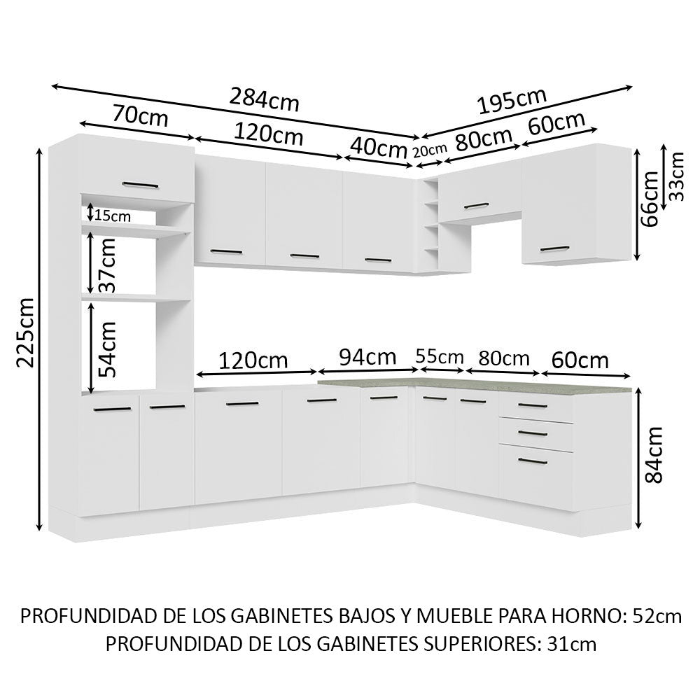 Cocina Integral Esquinera 479cm Blanco Agata 01
