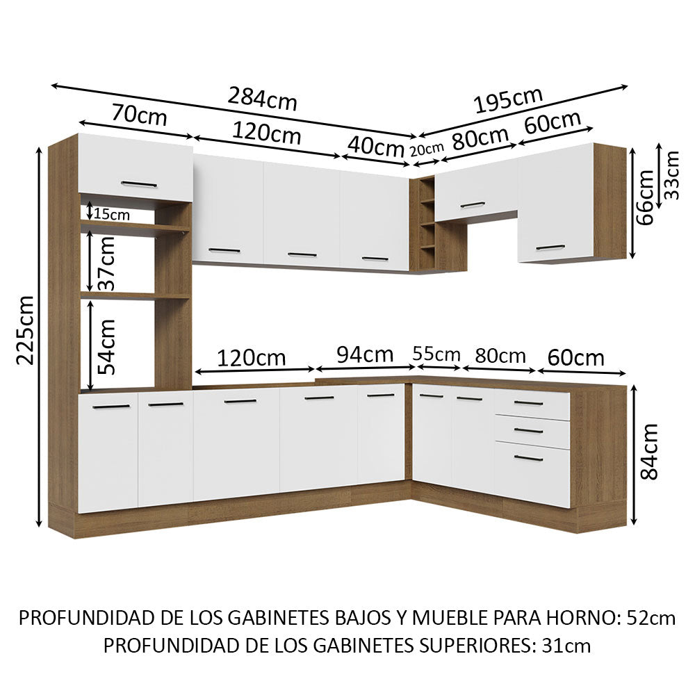 Cocina Integral Esquinera 479cm Marrón/Blanco Agata 01