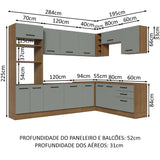 Cocina Integral Esquinera 479cm Marrón/Gris Agata 01