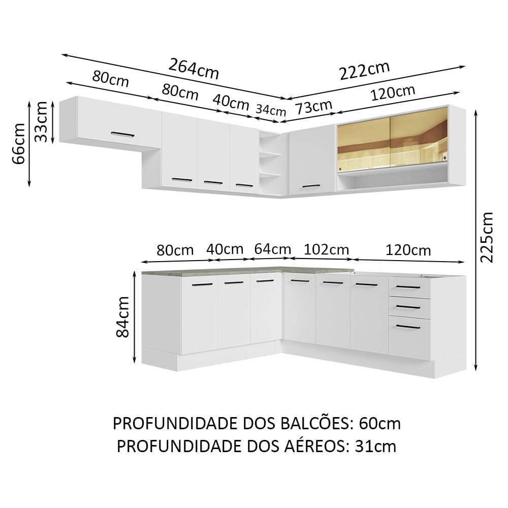 Cocina Integral Esquinera 486 x 60 cm Agata Blanco 01