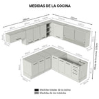 Cocina Integral de Esquina 486 x 60 cm Marrón/Crema 60cm de Profundidad Agata 01