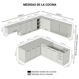 Cocina Integral de Esquina 486cm Marrón/Crema 60cm de Profundidad Agata 01