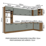 Cocina Integral Esquinera 499cm Marrón/Gris Agata 01