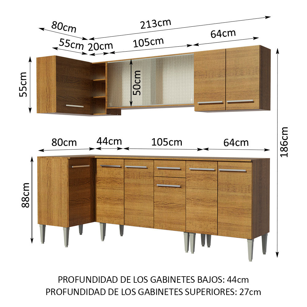 Cocina Integral Esquinera 293cm Marrón Emilly Point 03