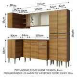 Cocina Integral Esquinera 293cm Marrón Emilly Self 05