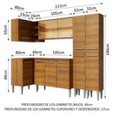 Cocina Integral Esquinera 293cm Marrón Emilly Line 06