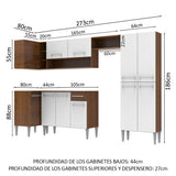 Cocina Integral Esquinera 353cm Marrón/Blanco Emilly Sun 01