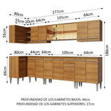 Cocina Integral Esquinera 357cm Marrón Emilly Mega 03
