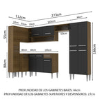 Cocina Integral Esquinera 385cm Marrón/Negro Emilly Love 01