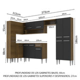 Cocina Integral Esquinera 385cm Marrón/Negro Emilly Love 01