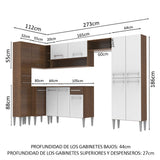 Cocina Integral Esquinera 385cm Marrón/Branco Emilly Love 01