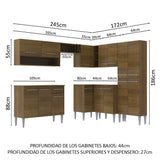Cocina Integral Esquinera 417cm Marrón Emilly Ice 01