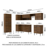 Cocina Integral Esquinera 481cm Marrón Emilly Moon 01