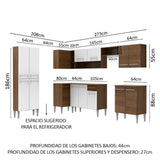 Cocina Integral Esquinera 481cm Marrón/Blanco Emilly Moon 01