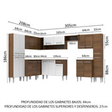 Cocina Integral Esquinera 513cm Marrón/Blanco Emilly Big 02