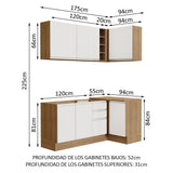 Cocina Integral Esquinera 269cm Marrón/Blanco Glamy 01
