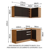 Cocina Integral Esquinera 269cm Marrón/Negro Glamy 01