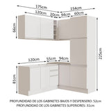 Cocina Integral Esquinera 329cm Blanco Glamy 01