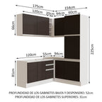 Cocina Integral Esquinera 329cm Blanco/Negro Glamy 01