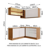 Cocina Integral Esquinera 329cm Marrón/Blanco Glamy 02