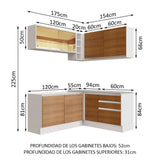 Cocina Integral Esquinera 329cm Blanco/Marrón Glamy 02