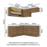 Cocina Integral Esquinera 349cm Marrón Glamy 02
