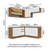 Cocina Integral Esquinera 349cm Marrón/Blanco Glamy 02