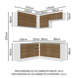 Cocina Integral Esquinera 349cm Blanco/Marrón Glamy 03
