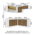 Cocina Integral Esquinera 349cm Blanco/Marrón Glamy 04