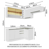 Cocina Integral Esquinera 349cm Blanco Glamy 06