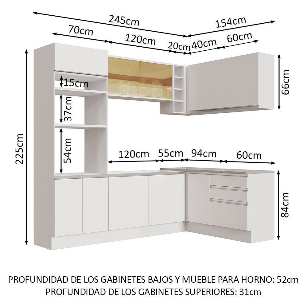 Cocina Integral Esquinera 399cm Blanco Glamy 02