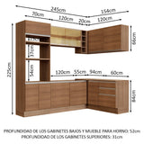 Cocina Integral Esquinera 399cm Marrón Glamy 02