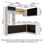 Cocina Integral Esquinera 399cm Blanco/Negro Glamy 02