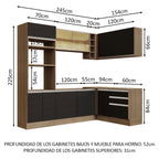 Cocina Integral Esquinera 399cm Marrón/Negro Glamy 02