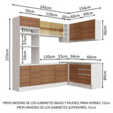 Cocina Integral Esquinera 399cm Blanco/Marrón Glamy 02