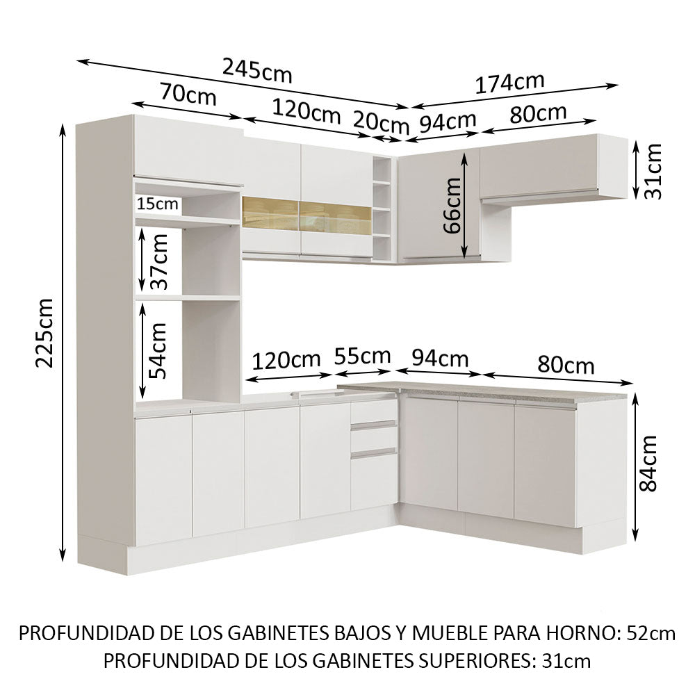 Cocina Integral Esquinera 419cm Blanco Glamy 01