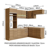 Cocina Integral Esquinera 419cm Marrón Glamy 01