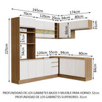 Cocina Integral Esquinera 419cm Marrón/Blanco Glamy 01