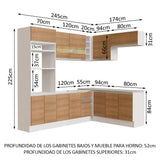 Cocina Integral Esquinera 419cm Blanco/Marrón Glamy 01
