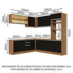 Cocina Integral Esquinera 459cm Marrón/Negro Glamy 01
