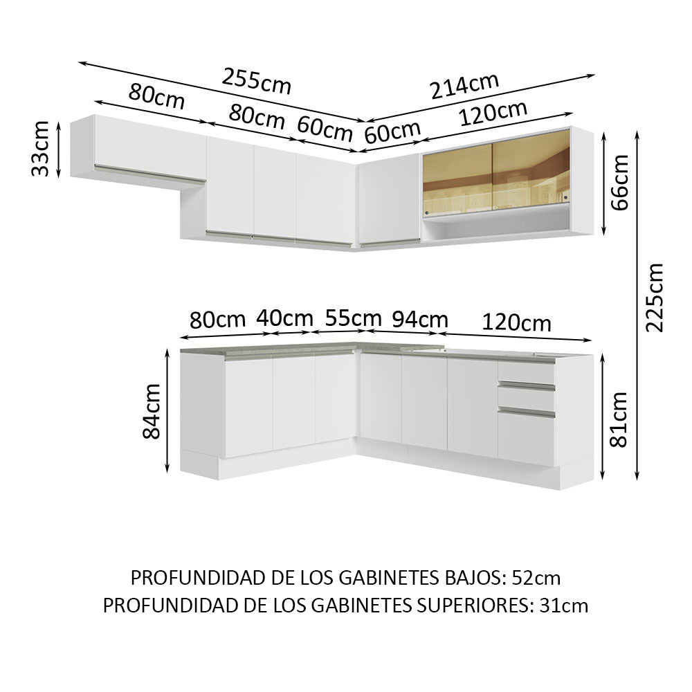 Cocina Integral Esquinera 469cm Blanco Glamy 01