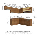 Cocina Integral Esquinera 469cm Marrón Glamy 01