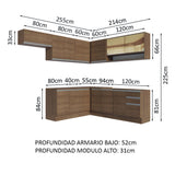Cocina Integral Esquinera 469cm Marrón Glamy Madesa 01