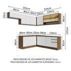 Cocina Integral Esquinera 469cm Marrón/Blanco Glamy 01