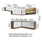 Cocina Integral Esquinera 469cm Marrón/Blanco Glamy 01