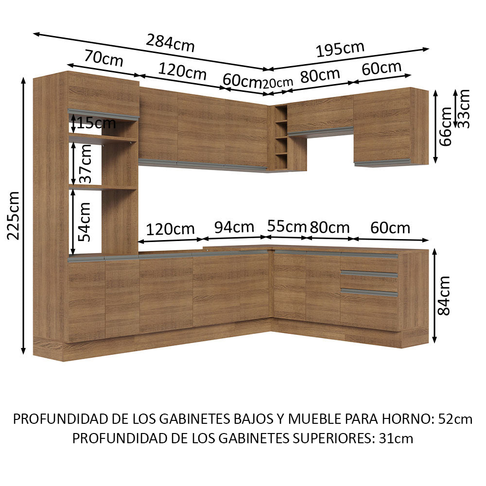 Cocina Integral Esquinera 479cm Marrón Glamy 01