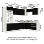 Cocina Integral Esquinera 479cm Blanco/Negro Glamy 01