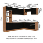 Cocina Integral Esquinera 479cm Marrón/Negro Glamy 01