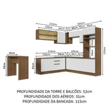 Cocina Integral Esquinera 504cm Marrón/Blanco Glamy 01