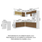 Cocina Integral Esquinera 504 cm Blanco/Marrón Glamy 01